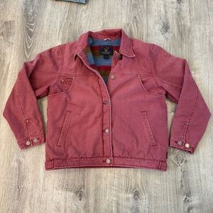 Woolrich Cotton Canvas Fleece Lined Chore Coat Farm Jacket Pink Womens Medium